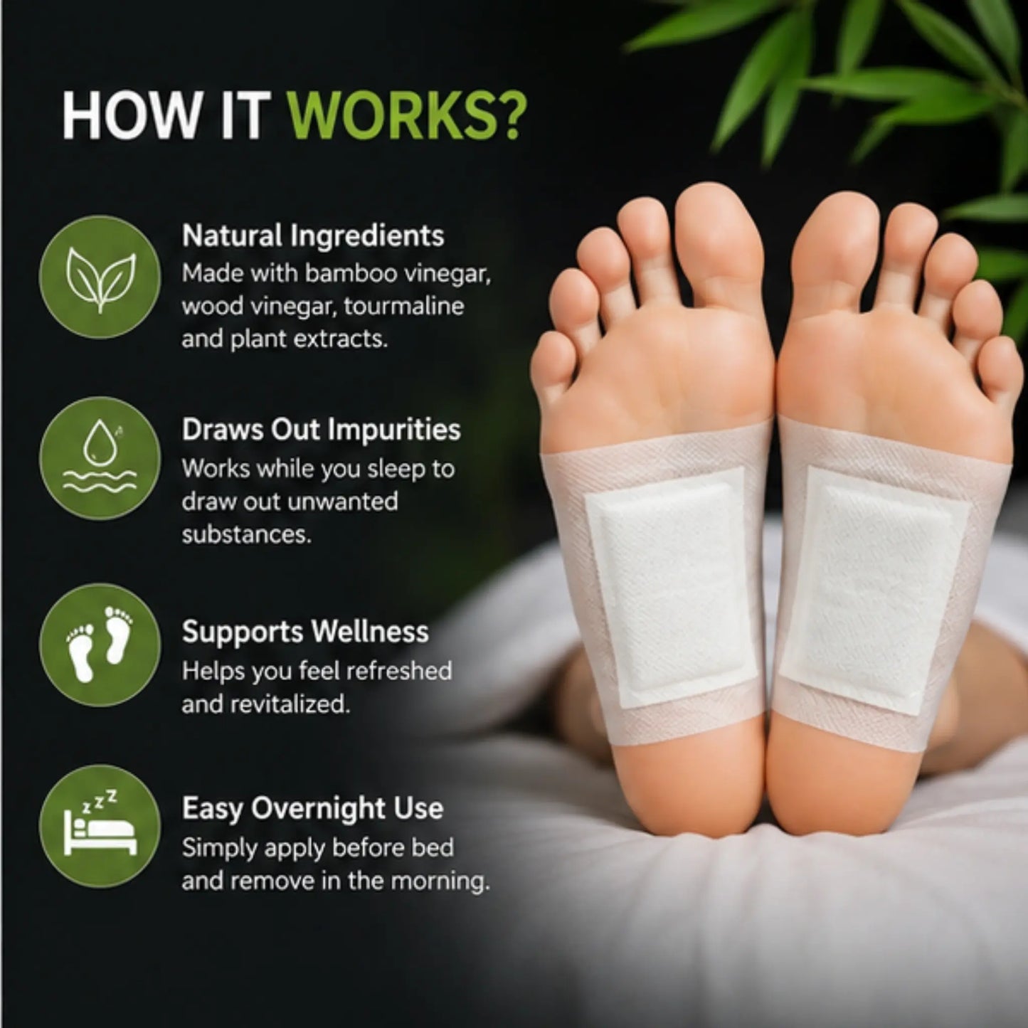 VitaSole™ Overnight Wellness Foot Pads (10 Pack) | Premium Self-Adhesive Night Care Patches