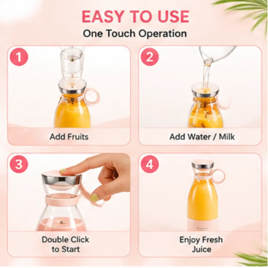 FreshGo™ Portable Rechargeable Juicer Bottle | USB Mini Blender for Fresh Juices & Smoothies