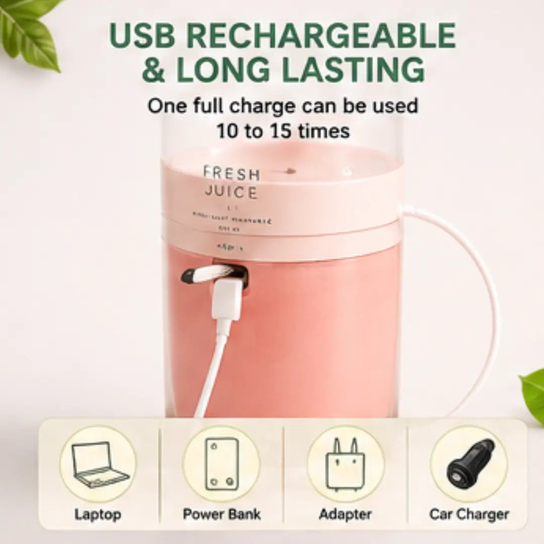 FreshGo™ Portable Rechargeable Juicer Bottle | USB Mini Blender for Fresh Juices & Smoothies