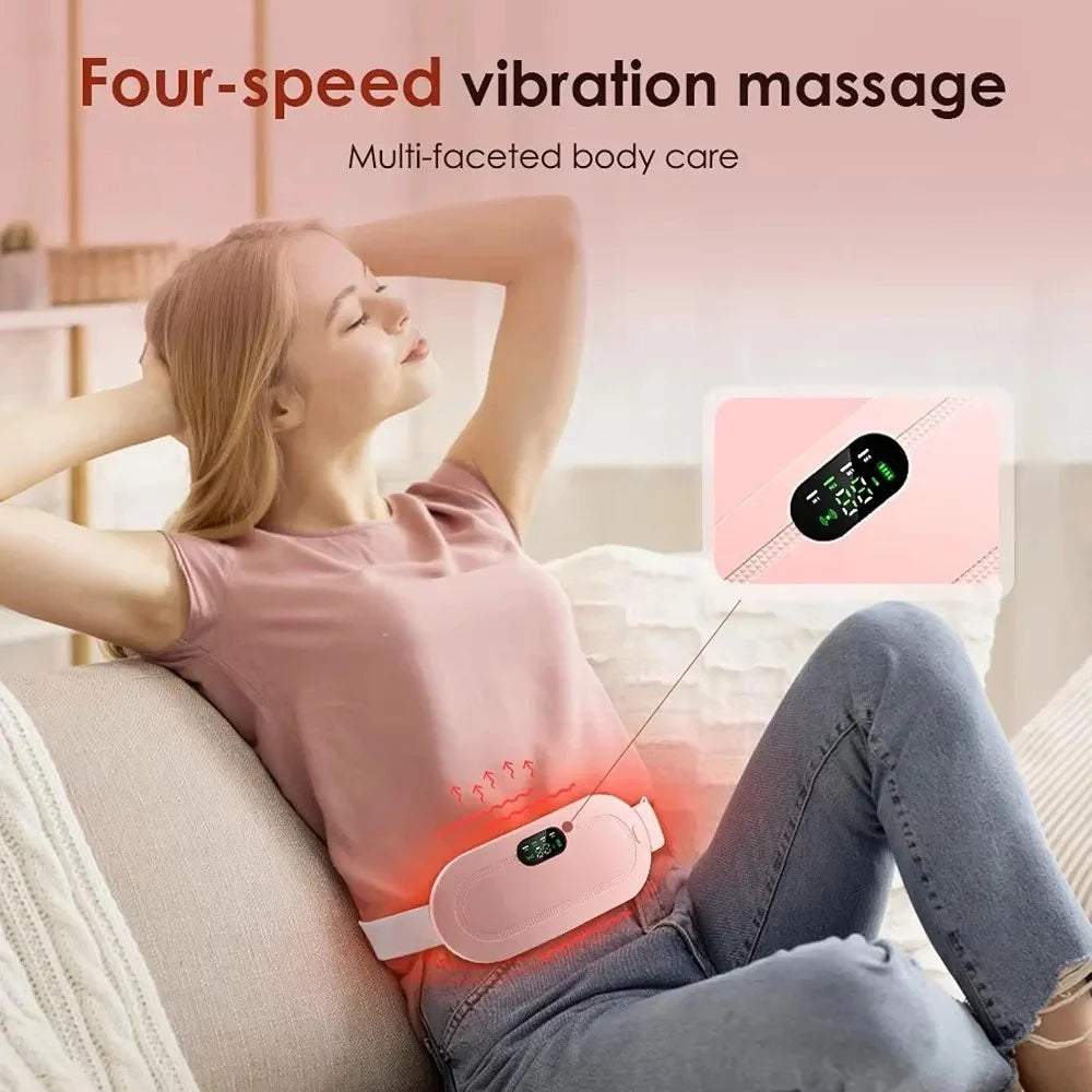 Wireless Heating & Massage Belt for Women | USB Rechargeable | 3 Heat & 3 Massage Modes